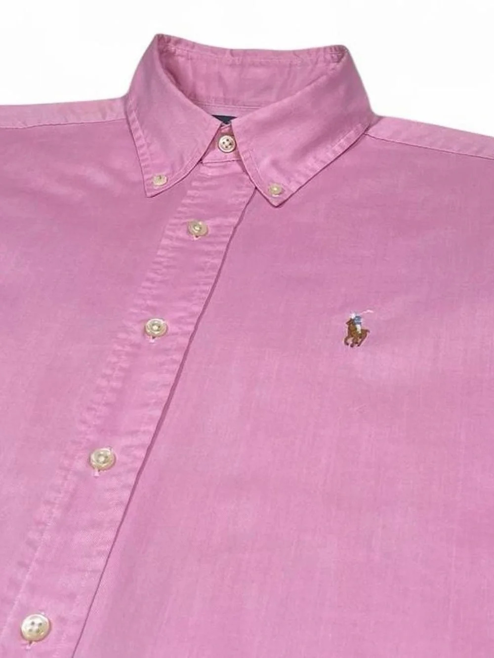VTG Polo Ralph Lauren Flesh Pony Classic Fit Pink Button-down Shirt Men’s Size S